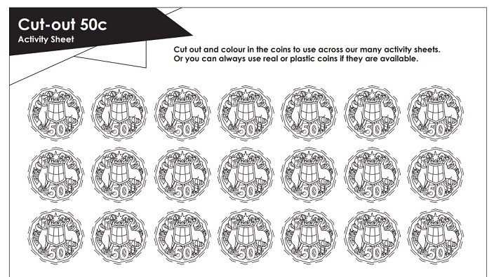 Fifty cent colour-and-play money